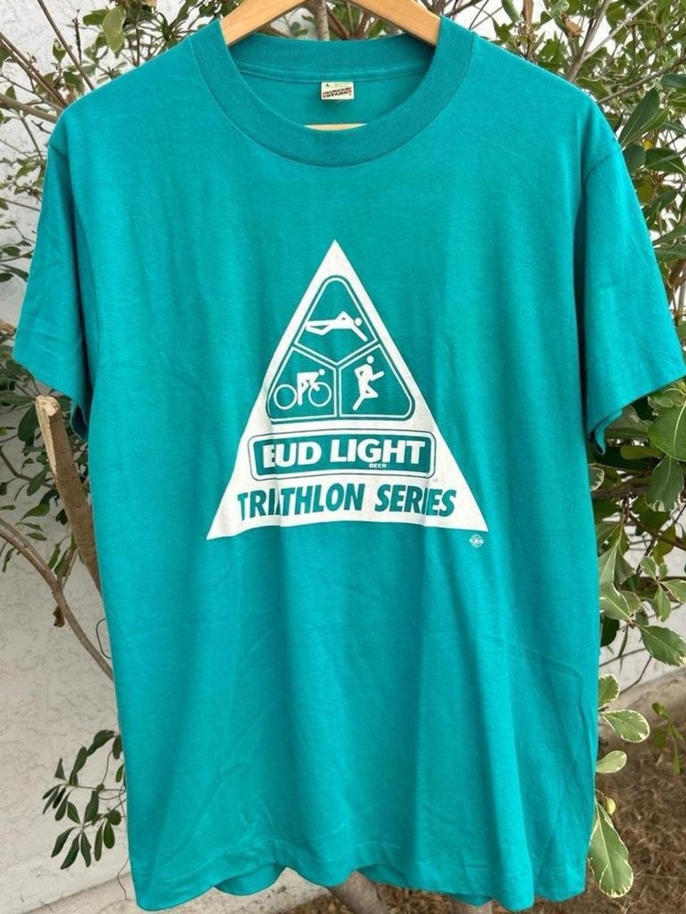 Vintage 1980s Bud Light Triathlon Series Screen Stars T Shirt Large 20x26.5